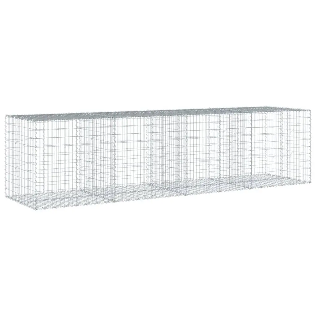 Gabion Basket with Cover Galvanised Iron Wire Cage 400x100x100 cm