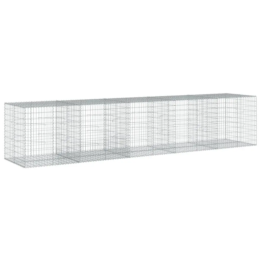 Gabion Basket Galvanised Iron Wire Cage 500x100x100cm Garden with Cover