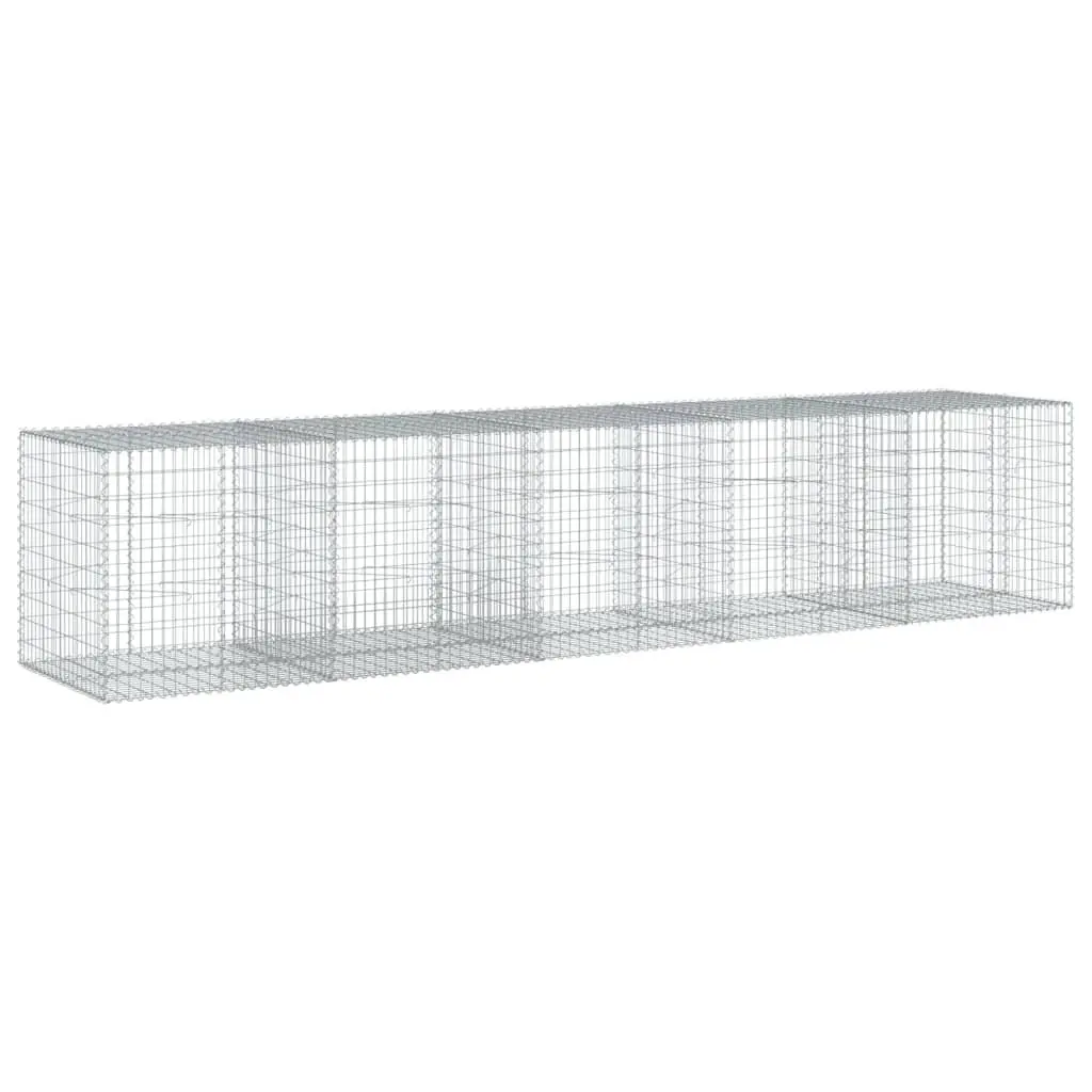 Gabion Basket Galvanised Iron Wire Cage 500x100x100cm Garden with Cover