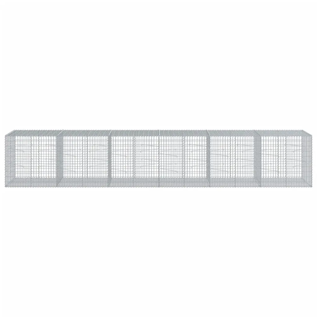 Gabion Basket with Cover Galvanised Iron Wire 600x100x100 cm Garden Retaining Wall