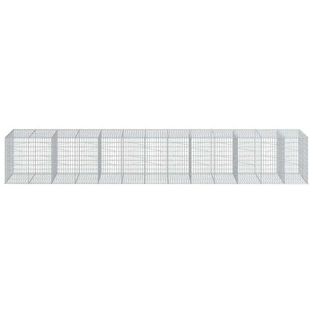 Gabion Basket with Cover Galvanised Iron Wire 650x100x100 cm Outdoor Garden Landscaping