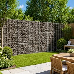Gabion Basket with Cover 200x100x150 cm Silver Metal Garden Retaining Wall Cage