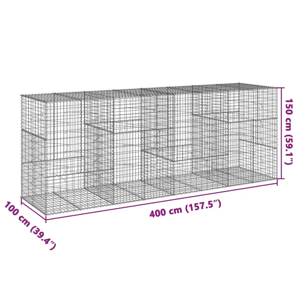 Gabion Basket with Cover 400x100x150cm Outdoor Garden Retaining Wall Wire Cage
