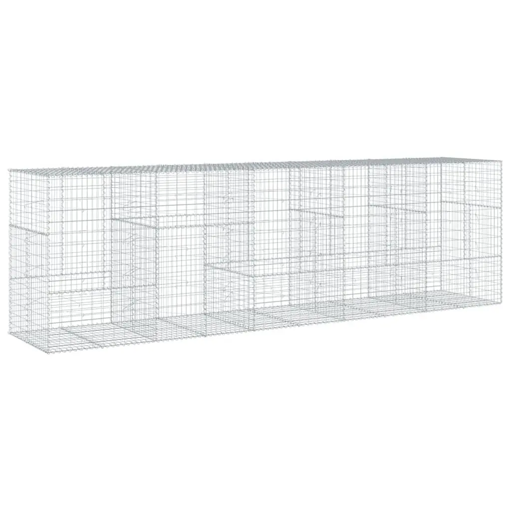 Gabion Basket with Cover 500x100x150 cm Silver Metal Garden Retaining Wall