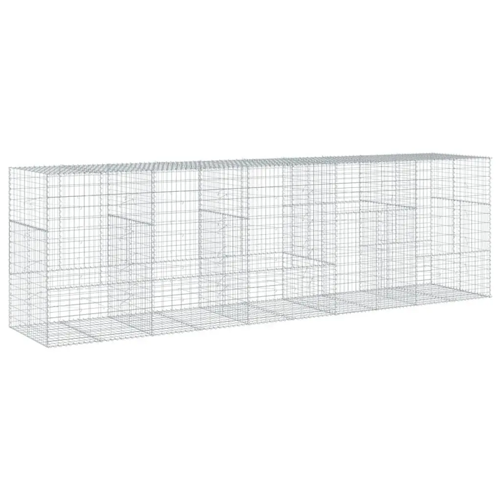 Gabion Basket with Cover 500x100x150 cm Silver Metal Garden Retaining Wall