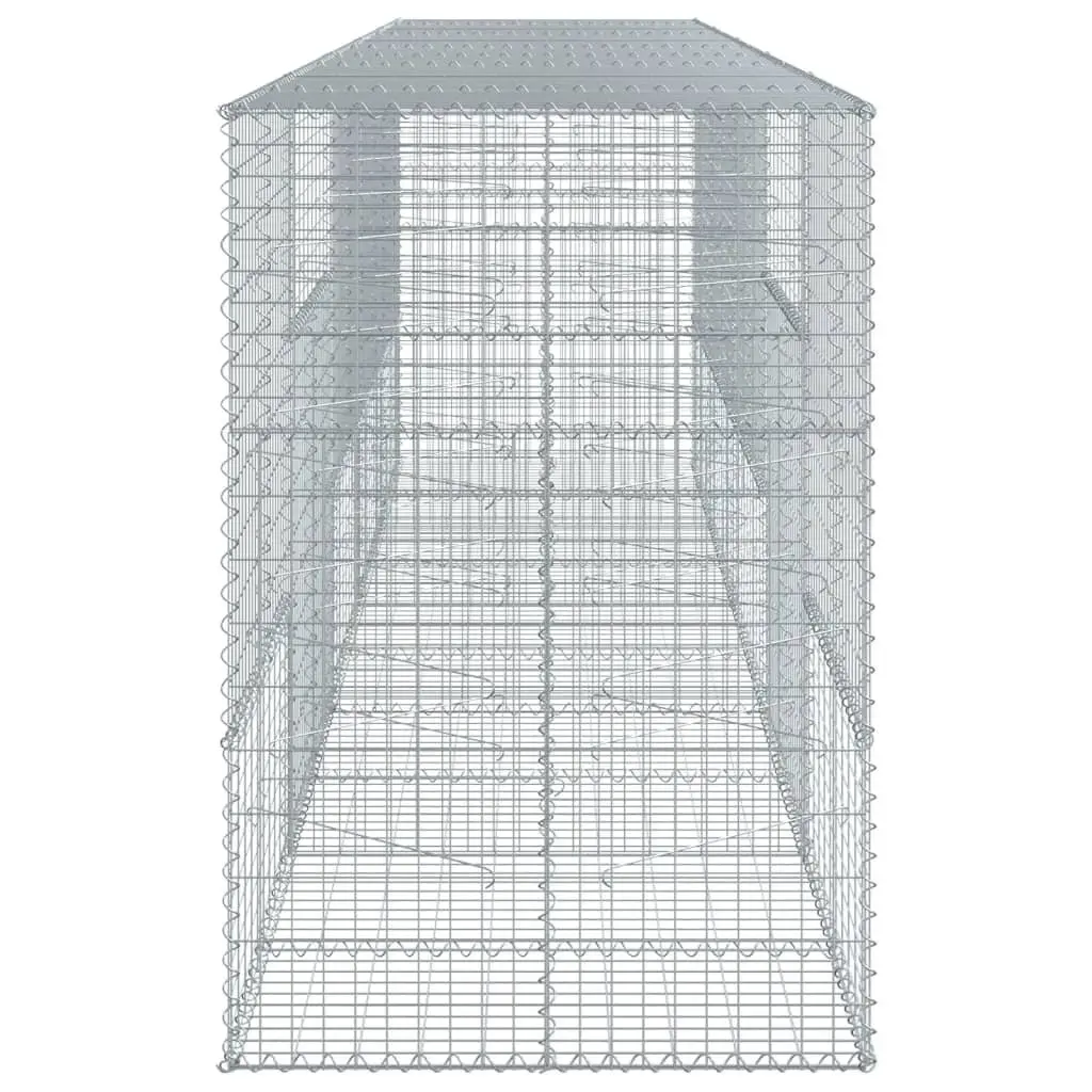Gabion Basket with Cover 500x100x150 cm Silver Metal Garden Retaining Wall