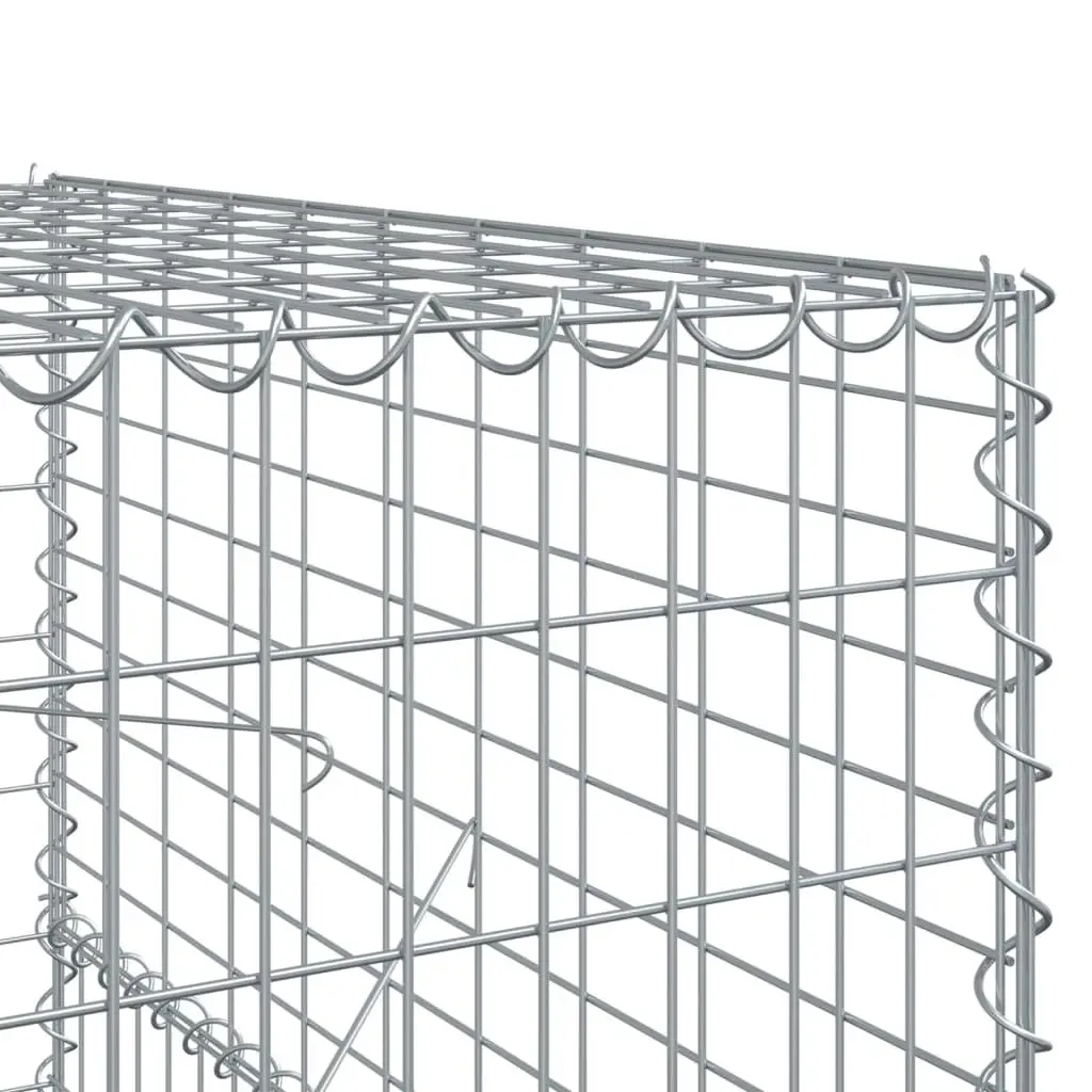 Gabion Basket with Cover 500x100x150 cm Silver Metal Garden Retaining Wall