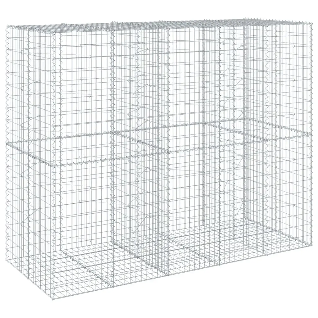 Gabion Basket with Cover 250x100x200 cm Galvanised Iron Wire Garden Retaining