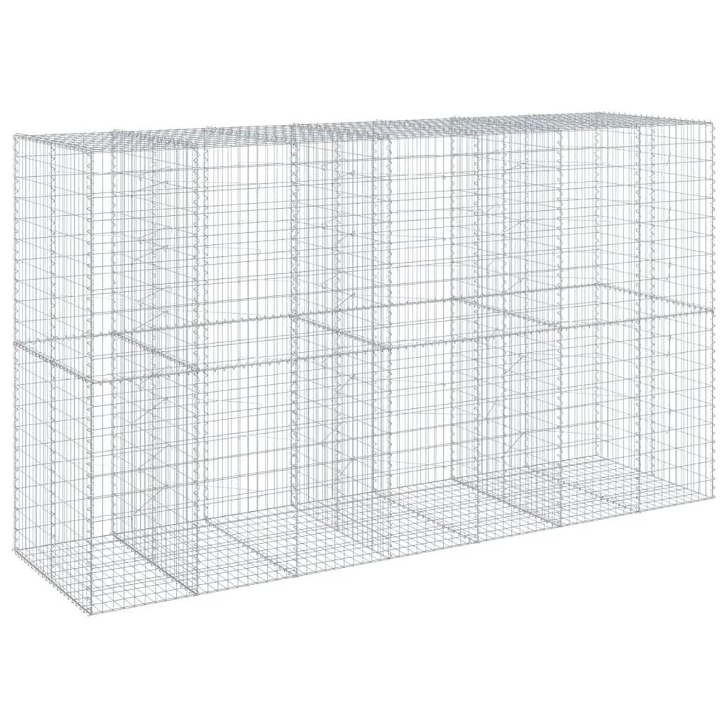 Gabion Basket with Cover Galvanised Iron Wire 350x100x200cm Outdoor Retaining Wall Garden Landscaping