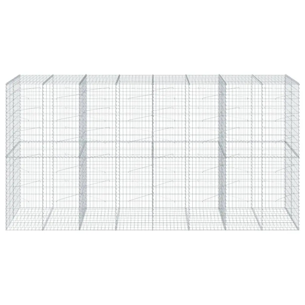 Gabion Basket with Cover Galvanised Iron Wire 400x100x200 cm Garden Retaining Wall Outdoor