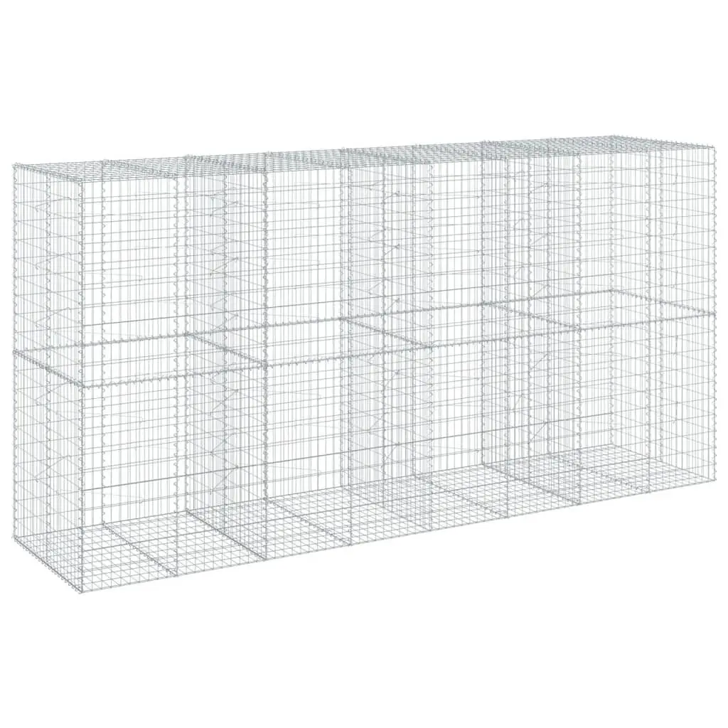 Gabion Basket with Cover Galvanised Iron Wire 400x100x200 cm Garden Retaining Wall Outdoor