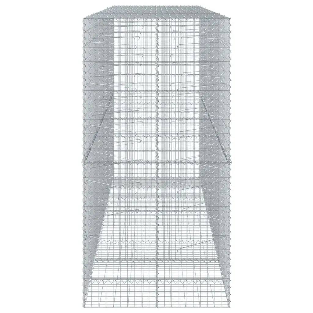 Gabion Basket with Cover Galvanised Iron Wire 400x100x200 cm Garden Retaining Wall Outdoor