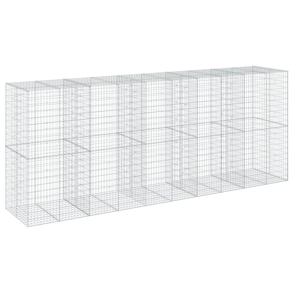 Gabion Basket with Cover Galvanised Iron Wire 500x100x200 cm Outdoor Landscaping Retaining Wall