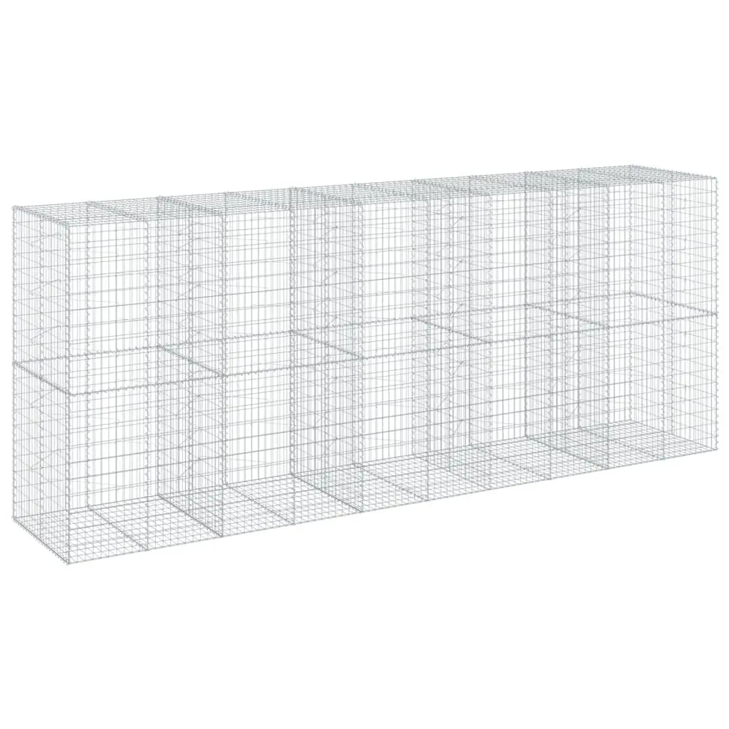 Gabion Basket with Cover Galvanised Iron Wire 500x100x200 cm Outdoor Landscaping Retaining Wall