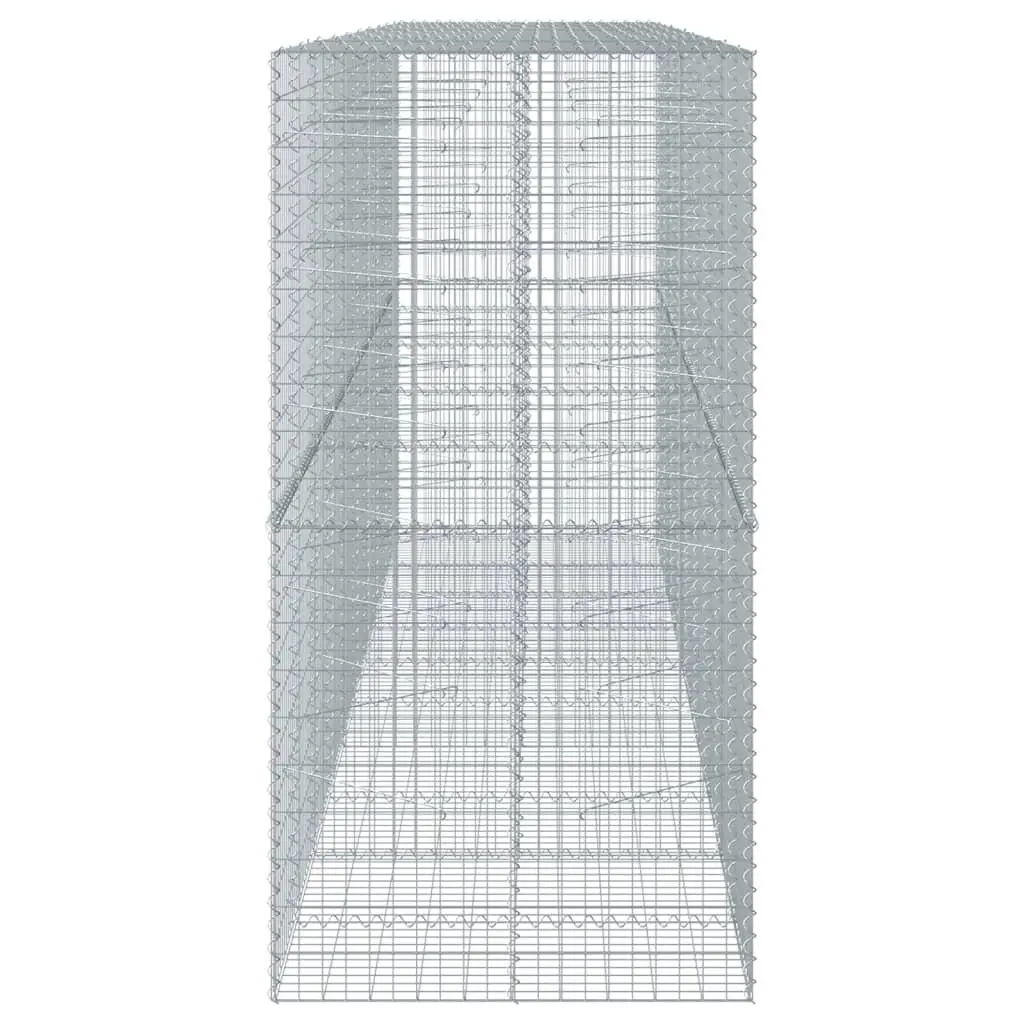 Gabion Basket with Cover Galvanised Iron Wire 500x100x200 cm Outdoor Landscaping Retaining Wall