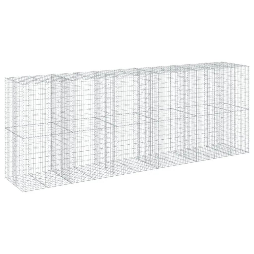Gabion Basket Galvanised Iron Wire with Cover 550x100x200 cm for Garden Retaining