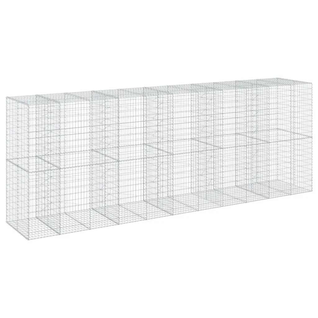 Gabion Basket Galvanised Iron Wire with Cover 550x100x200 cm for Garden Retaining