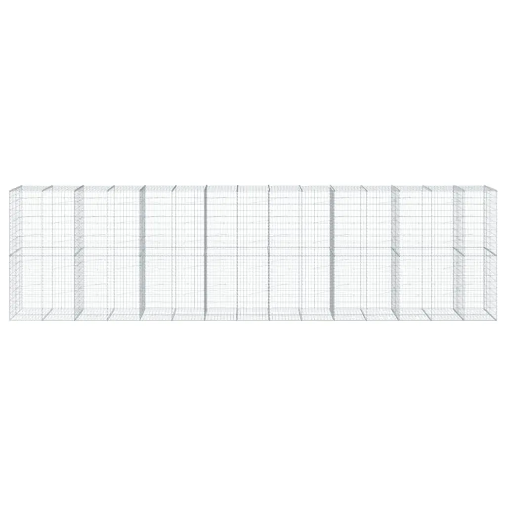 Gabion Basket with Cover Galvanised Iron Wire 750x100x200cm Outdoor Garden Retaining Wall