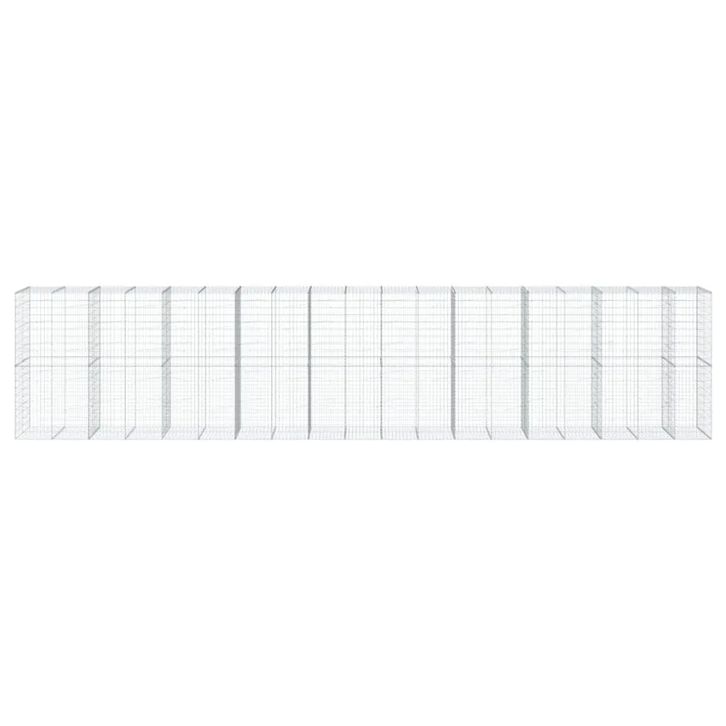 Gabion Basket with Cover Galvanised Iron Wire 950x100x200 cm Silver Garden Planter Cage