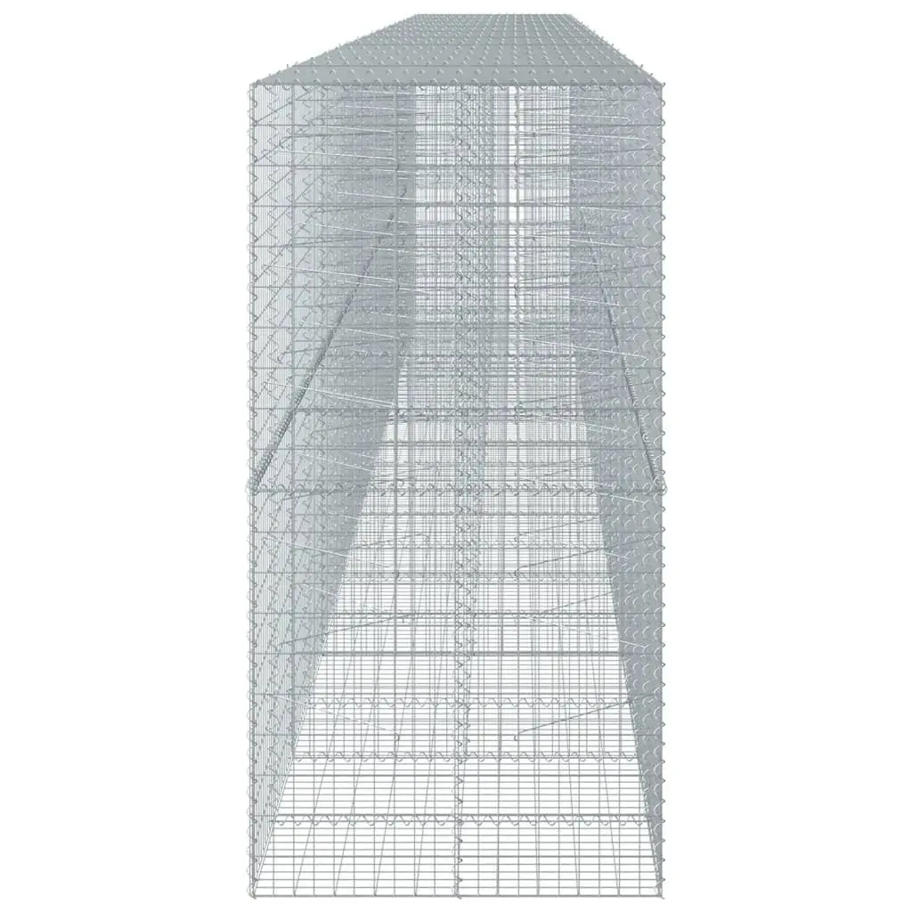 Gabion Basket with Cover Galvanised Iron Wire 950x100x200 cm Silver Garden Planter Cage