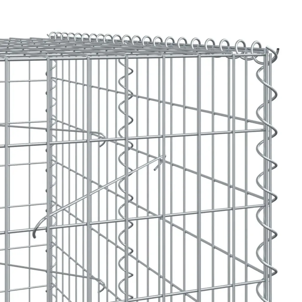 Gabion Basket with Cover Galvanised Iron Wire 950x100x200 cm Silver Garden Planter Cage