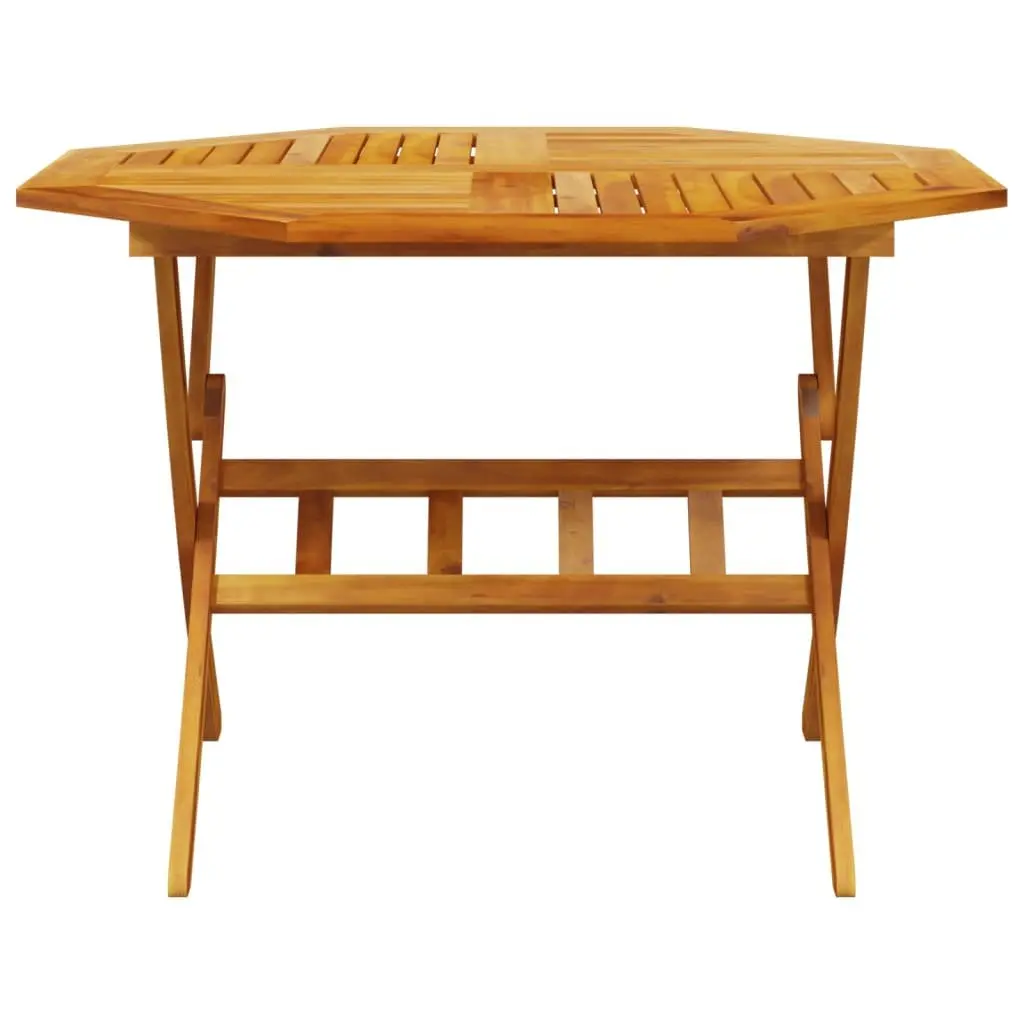 Folding Garden Dining Set Solid Acacia Wood 5 Piece Brown