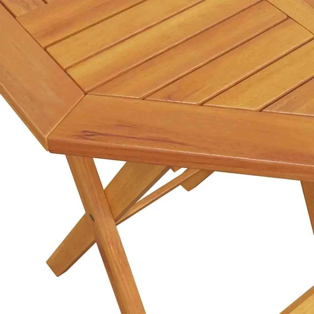 3 Piece Folding Bistro Set Solid Acacia Wood Outdoor Furniture Brown Garden