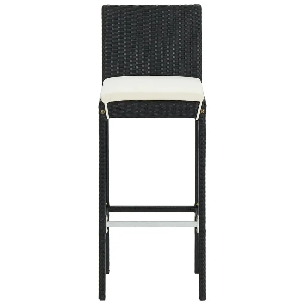 3 Piece Garden Bar Set Outdoor Poly Rattan Acacia Wood Table Stools Black