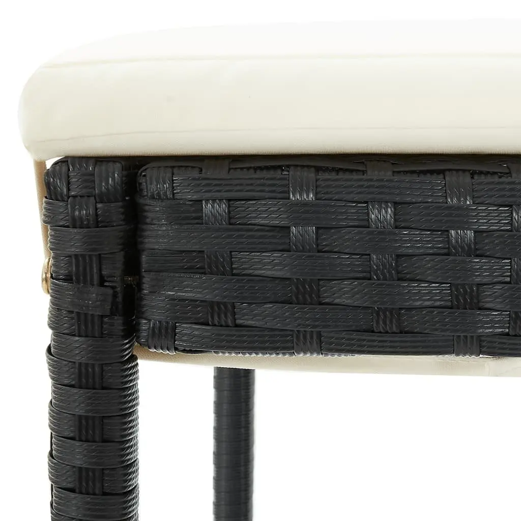 3 Piece Garden Bar Set Outdoor Poly Rattan Acacia Wood Table Stools Black