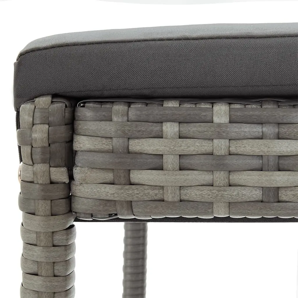 3 Piece Garden Bar Set Grey Acacia Wood Poly Rattan Outdoor Table and Stools