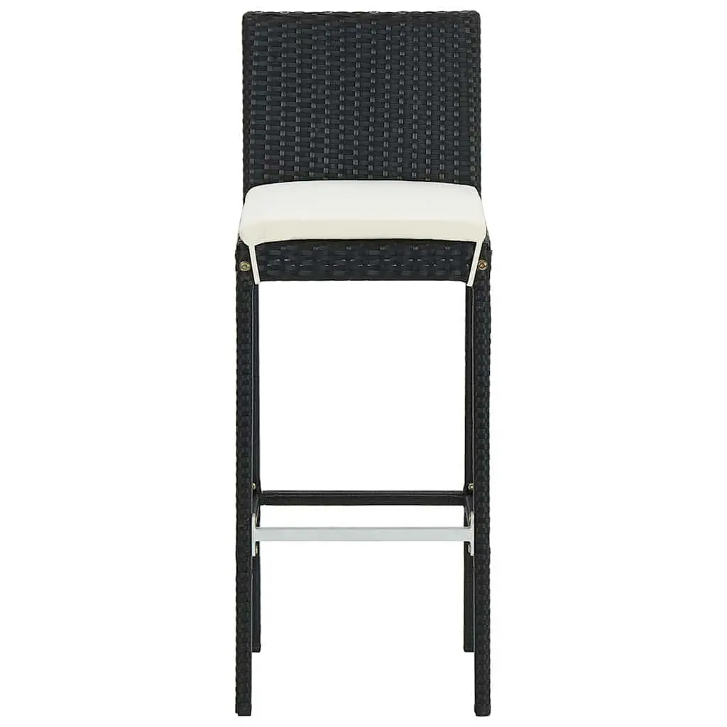 Garden Bar Set Outdoor Dining Table with Black Acacia Wood and Poly Rattan Stools 5 Piece