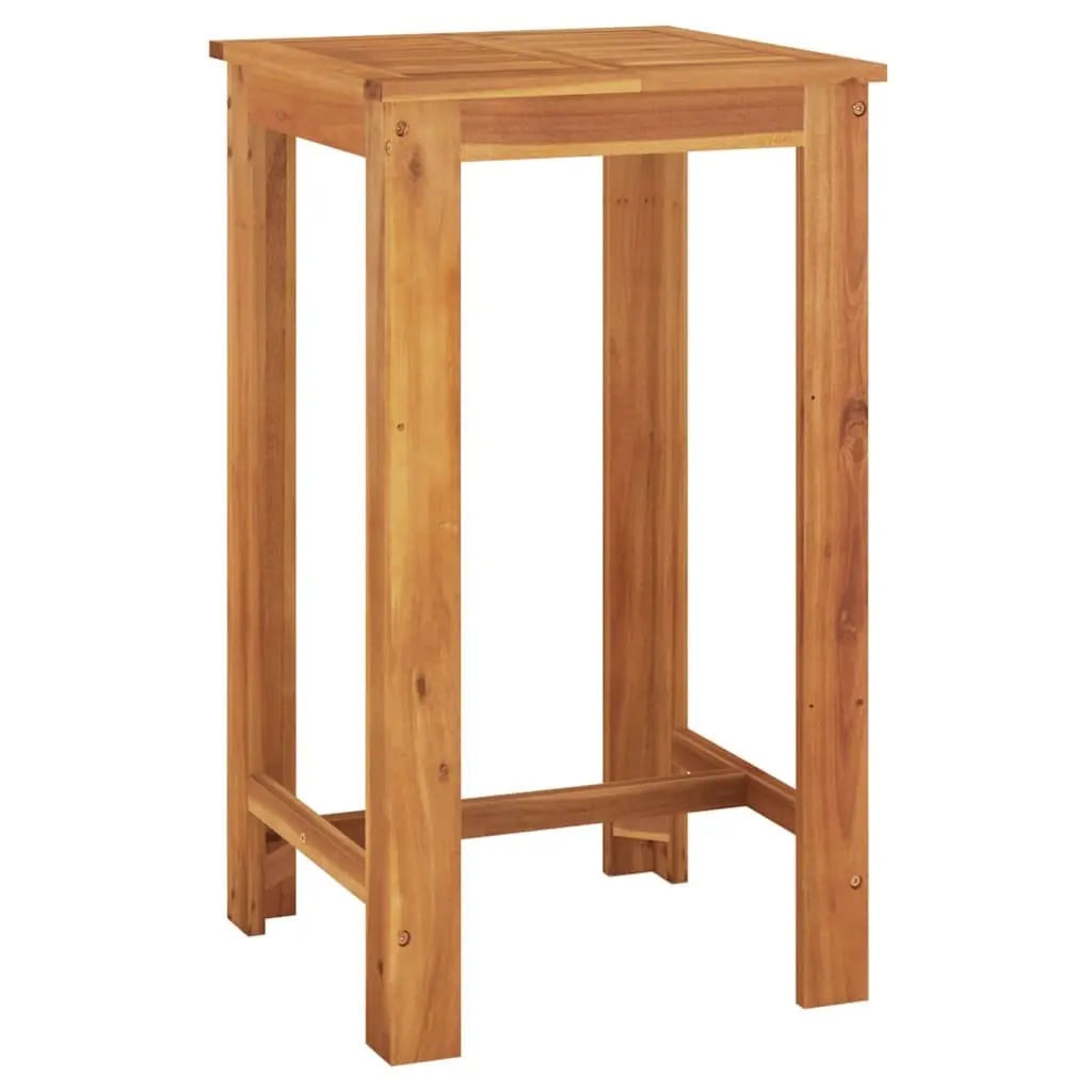 Garden Bar Set Grey 5 Piece Acacia Wood Rattan Stools Table