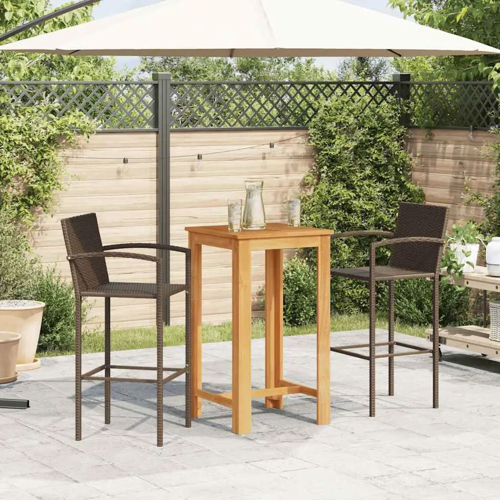 3 Piece Garden Bar Set Outdoor Bar Table and Stools Patio Rattan Furniture Set