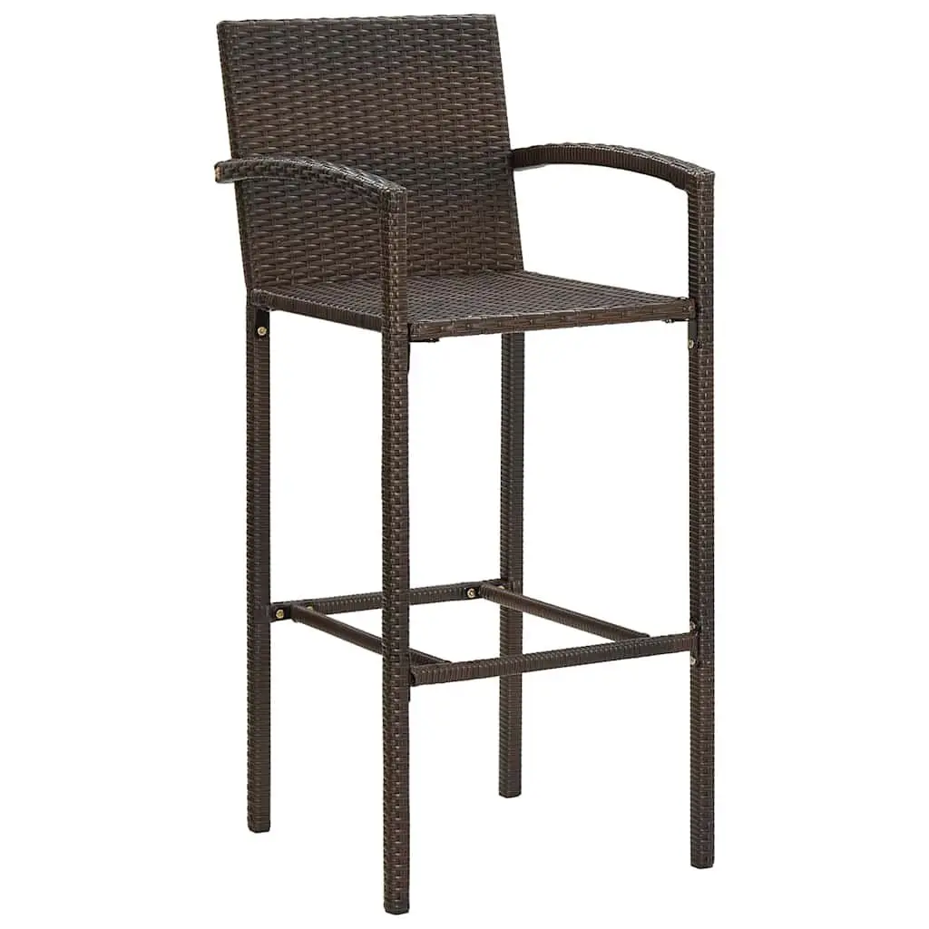 3 Piece Garden Bar Set Outdoor Bar Table and Stools Patio Rattan Furniture Set