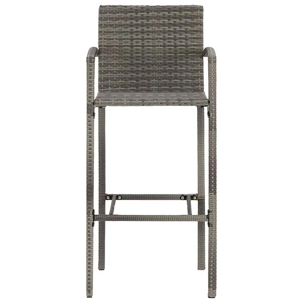 Garden Bar Set Grey 5 Piece Outdoor Bar Table and Stools Acacia Rattan Patio