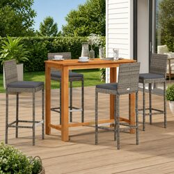 5-Piece Friendly Garden Bar Set in Grey Rattan