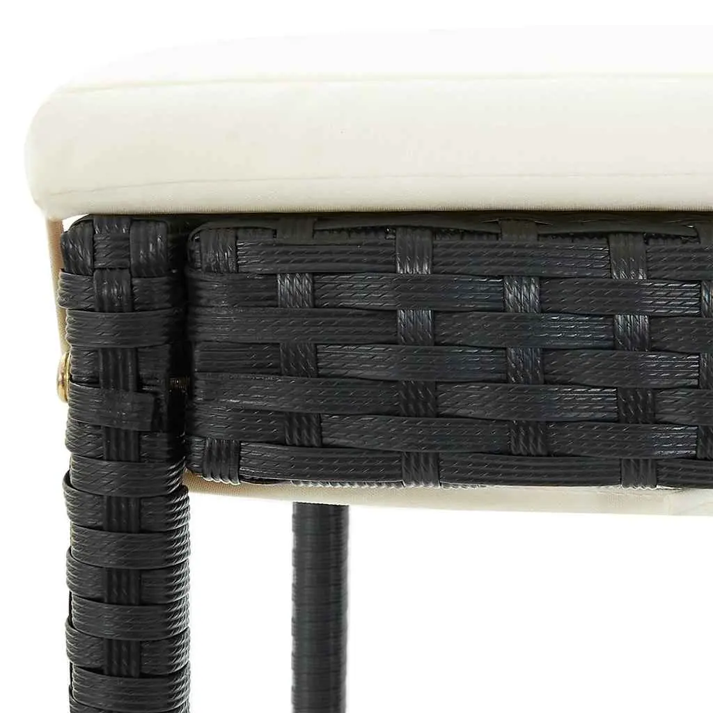 Garden Bar Set 7 Piece Outdoor Bar Table Stools Acacia Wood Poly Rattan Black