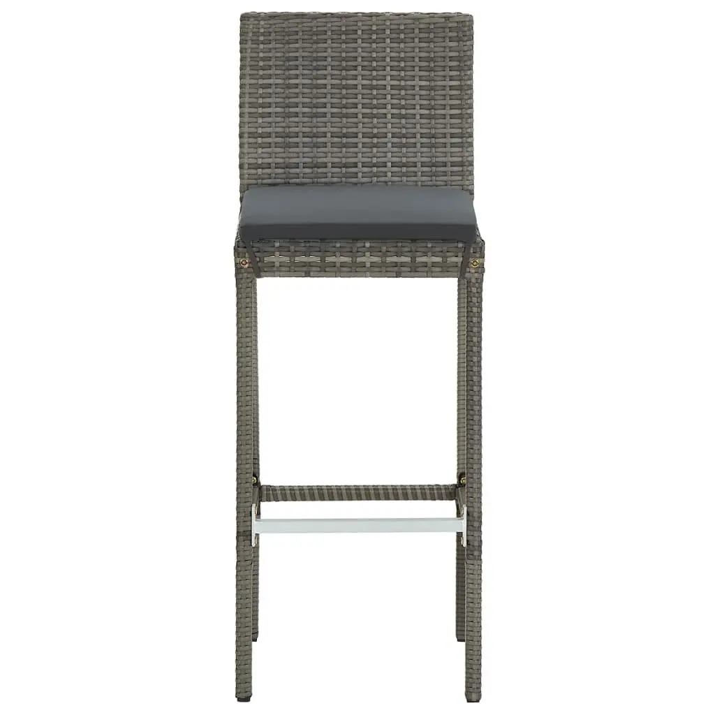 7 Piece Garden Bar Set Grey Acacia Wood Poly Rattan Stools Table