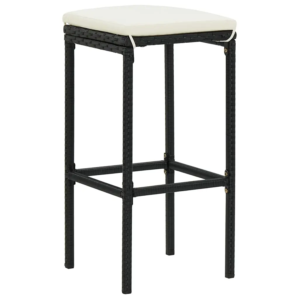 Garden Bar Set 7 Piece Outdoor Poly Rattan Bar Table Acacia Wood Top