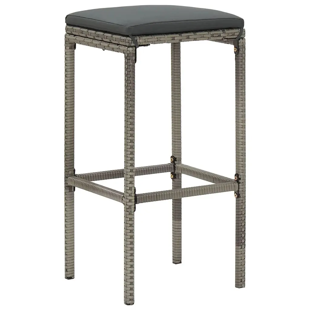 Garden Bar Set 7 Piece Grey Acacia Wood and Poly Rattan Outdoor Dining Furniture