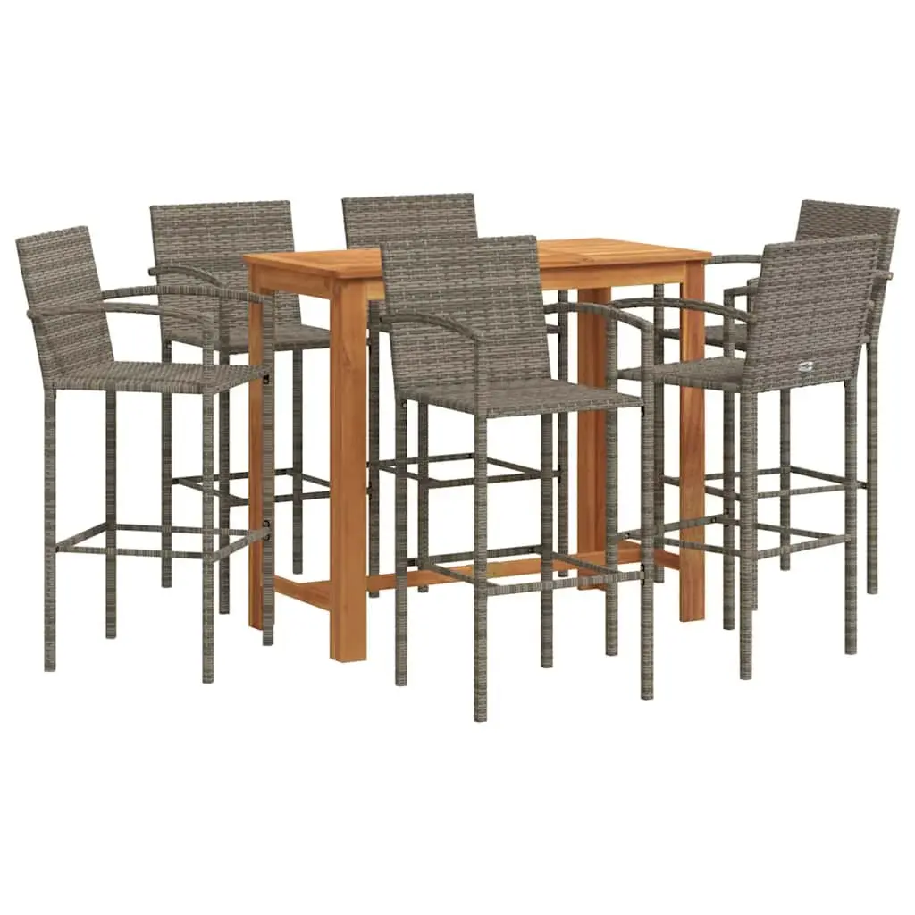 7 Piece Grey Outdoor Bar Set for Dining and Fun