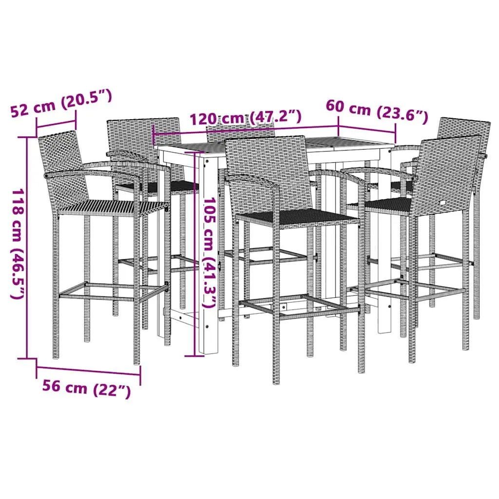 7 Piece Grey Outdoor Bar Set for Dining and Fun