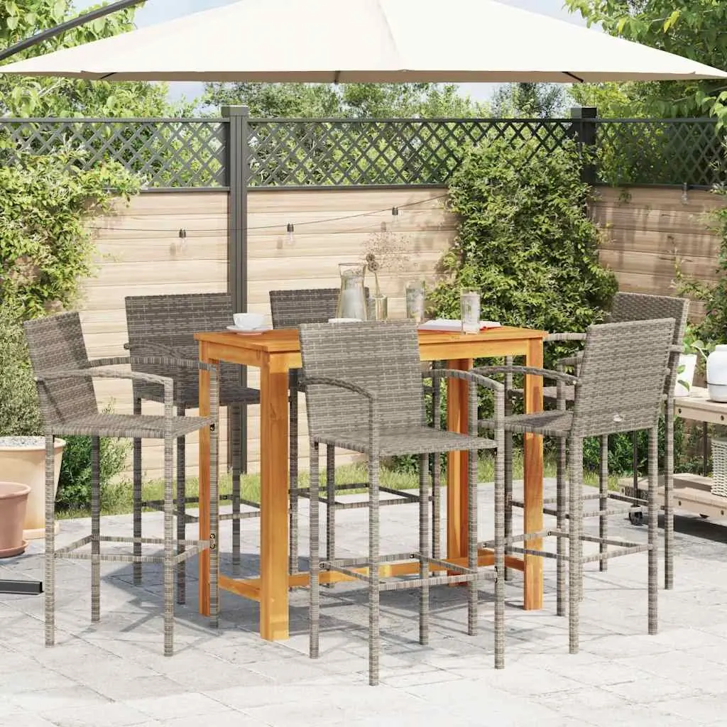 7 Piece Grey Outdoor Bar Set for Dining and Fun