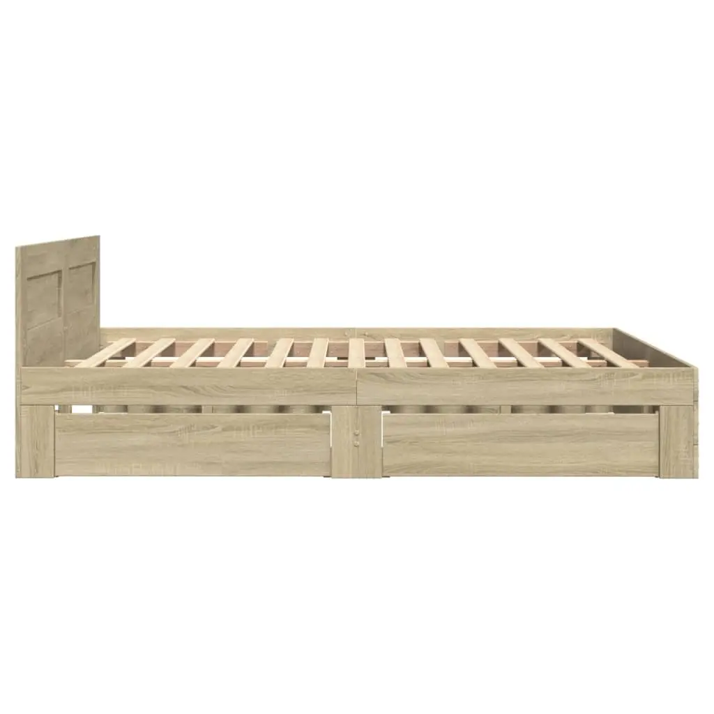 Bed Frame with Headboard Storage Drawers Slatted Base 135x190 cm