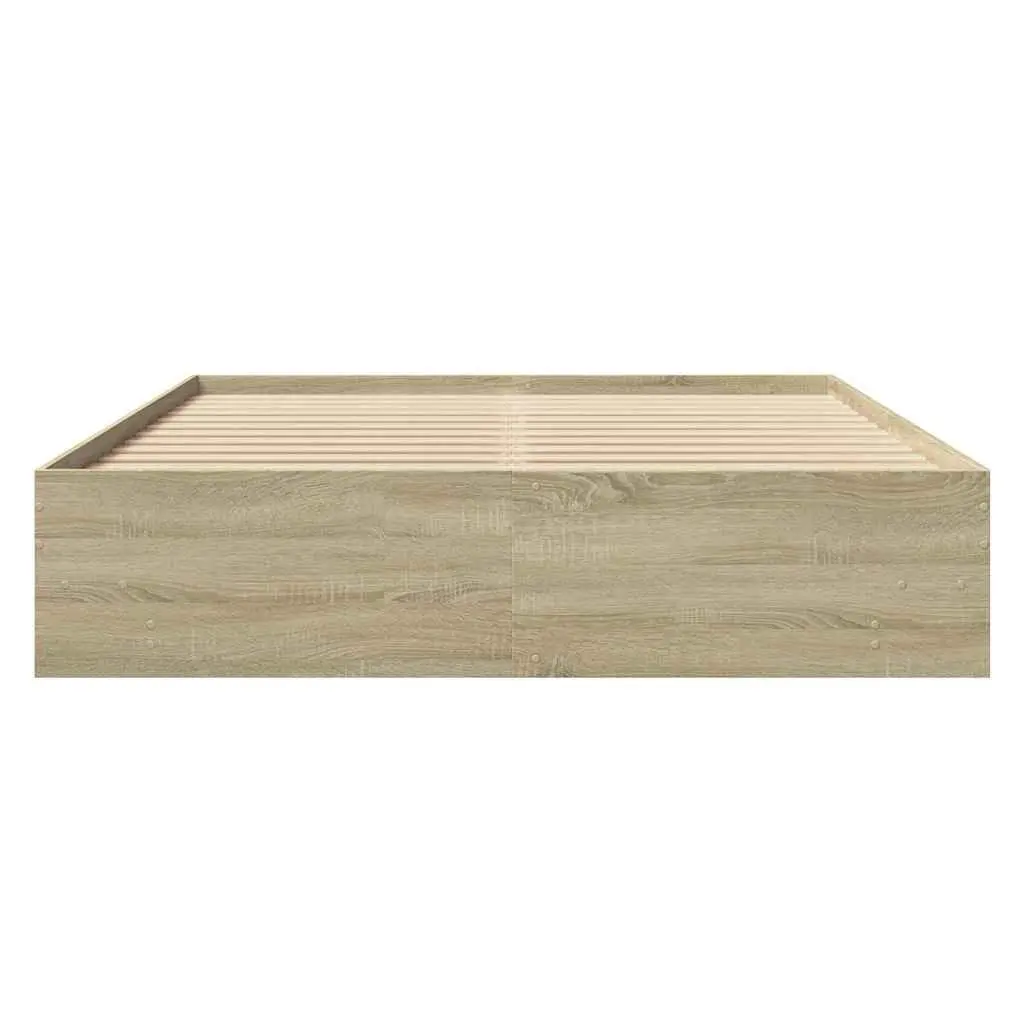 Bed Frame Sonoma Oak 150x200 cm Engineered Wood Slatted Base Storage