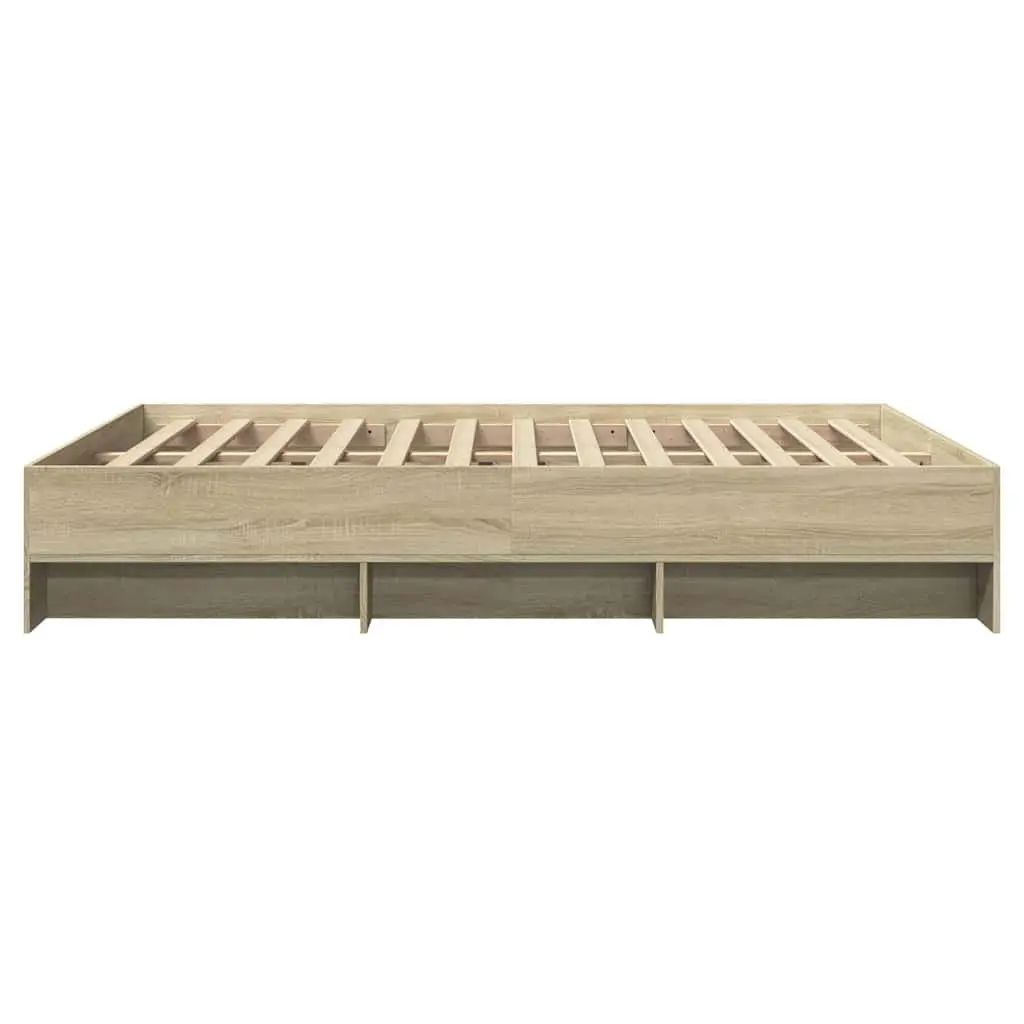 Bed Frame Sonoma Oak 150x200 cm Engineered Wood Slatted Base Storage