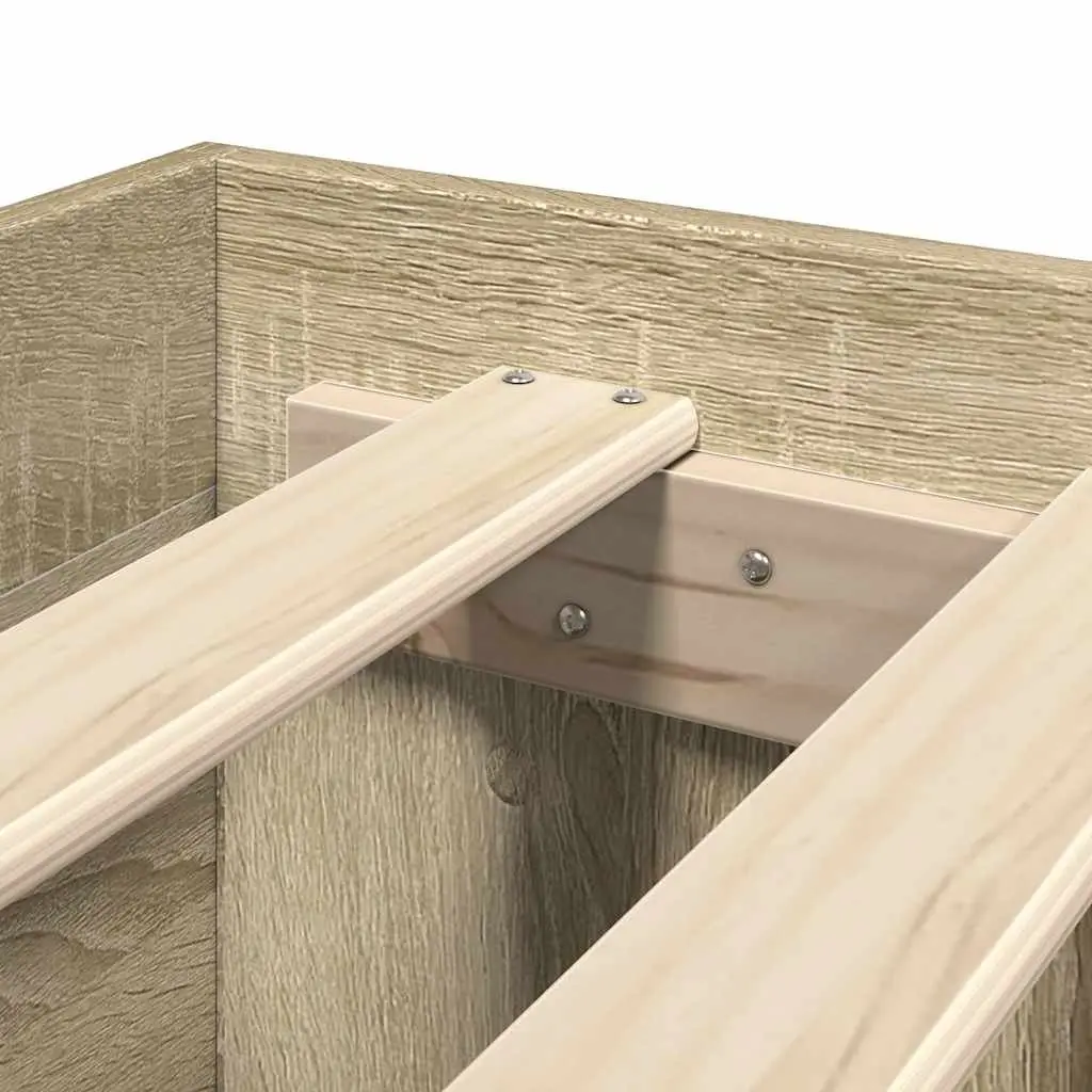 Bed Frame Sonoma Oak 150x200 cm Engineered Wood Slatted Base Storage