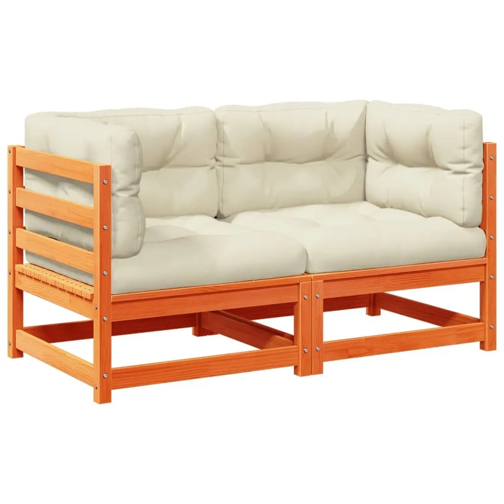 Outdoor Furniture Set Modular Brown Cushioned Garden Sofa 2 Piece