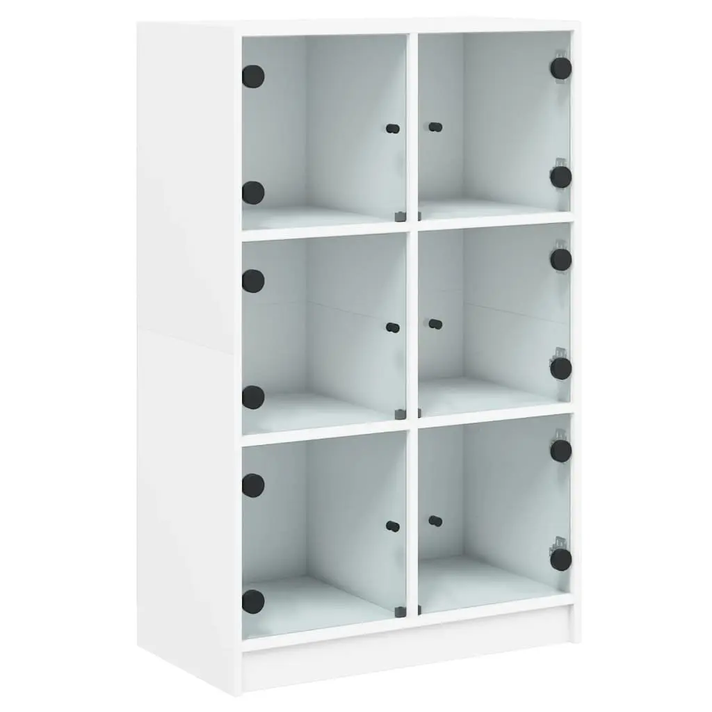 White Highboard Storage Cabinet with Doors Engineered Wood Tall Buffet Sideboard 68W x 37D x 109H cm