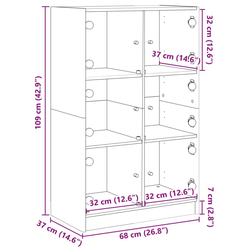 White Highboard Storage Cabinet with Doors Engineered Wood Tall Buffet Sideboard 68W x 37D x 109H cm